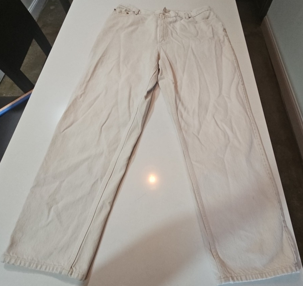 LL Bean Jeans Women's 20 Tall Ivory Classic Fit Light Wash Denim Outdoors